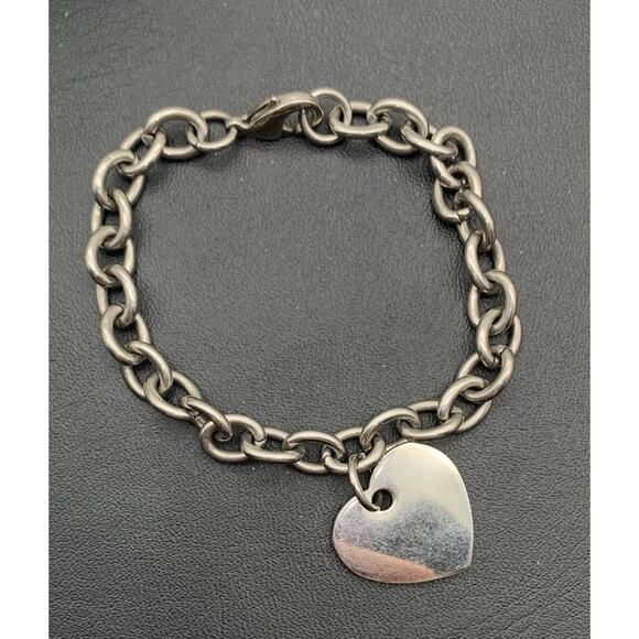 Edforce Stainless Steel Heart Charm Chain Link Bracelet - Picture 1 of 4